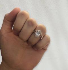 AG 375 Anillo Piedra Blanca Solitaria Plata 925 y Duble de Oro (SIN ESTUCHE) - tienda online