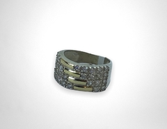 AG 514 Anillo Plata y Oro Con Cubics - Stal Joyas