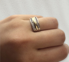 AG 337 Anillo Plata y Oro Con Cubics - tienda online