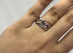 AG 516 Anillo Plata y Oro Entrelazado