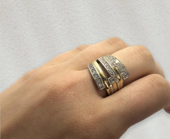 AG 571 Anillo Plata y Oro Grande - comprar online