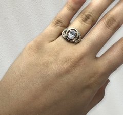 AG489 Anillo Plata y Oro con Cubic Blanco Grande - comprar online