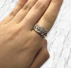 AG459 Anillo Plata y Oro Corona