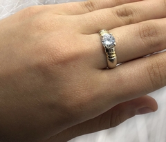 AG 309 BL/AM Anillo Piedra Solitaria/Variedad de color Plata y Oro en internet