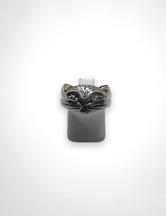 AG-417 Anillo Forma Gato Plata y Oro - Stal Joyas