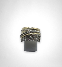 AG503 Anillo Plata y Oro Grande con Brillos en internet