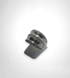 AG500 PL Anillo Plata y Oro Grande con Brillos en internet