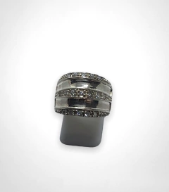 AG500 PL Anillo Plata y Oro Grande con Brillos - comprar online