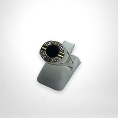 AG253 CH N Anillo Plata y Oro Redondo Negro - Stal Joyas