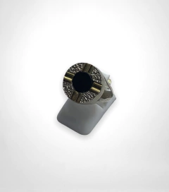 AG253 N GR Anillo Plata y Oro Grande Redondo Negro - comprar online