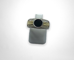 AG 293 Anillo Plata y Oro Mediano Redondo Negro en internet