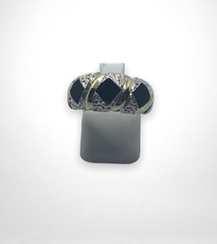 AG 294N Anillo Plata y Oro con Rombos Negros en internet