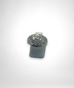 AG 387 Anillo Ovalado de Plata y Oro con Piedras - Stal Joyas