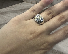 AG 389 Anillo de Plata y Oro con Piedras