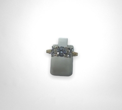 AG 444 Anillo Piedras color Blanco Plata y Oro - Stal Joyas