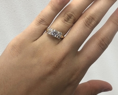 AG 444 Anillo Piedras color Blanco Plata y Oro - comprar online