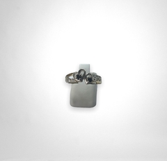 AG 456 Anillo dos Corazones con Brillos Negros Plata y Oro en internet
