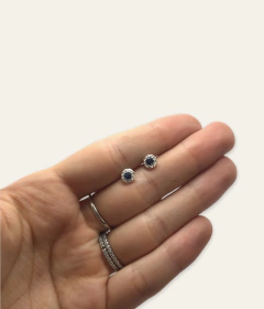 Imagen de ART 3 Aros de Piedras - Variedad de Colores Plata 925