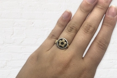 AG 37 Anillo Redondo Flor Plata y Oro