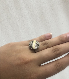 AG 318 Anillo Redondo Calado de Diseño Plata y Oro - comprar online