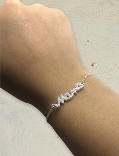 3.3 gr Pulsera "Mama" con Cubics Plata Italiana en internet