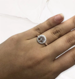 2.9 g Anillo Arbol de la Vida Piedras Blancas - Últimas Unidades Plata Italiana en internet