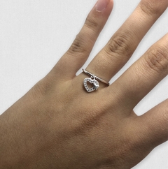 1.7 g Anillo Corazon Colgante Plata Italiana