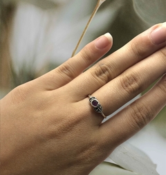 TAI14 Anillo con piedra Morada Plata 925