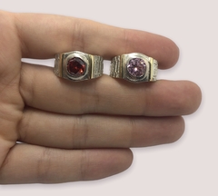 AN 1723 Anillos Piedra Redonda Colores Plata y Oro