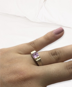 AN 1550 Anillos Piedra Cuadrada Colores Plata y Oro - tienda online