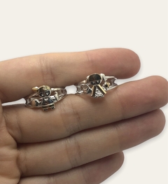 AN 1563 N-V Anillos Nena-Nene Plata y Oro