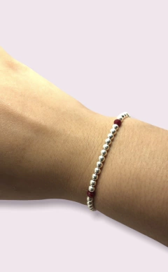 Cri 482 Pulsera Elastizada Roja Plata 925