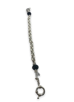 CRI 24 Pulsera Rolo con Bolitas Negras Cierre Marinero Plata 925 en internet