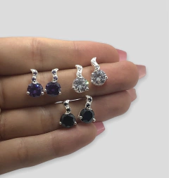 3.8 gr Aros Piedra - Variedad de colores - Últimas Unidades Plata Italiana