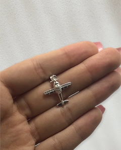 1.9 gr Dije Avion Chico Cubic Plata Italiana - comprar online