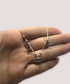 4.4 gr Pulsera Corazones Plata Italiana