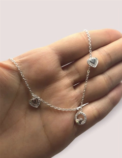 4.7 gr Tobillera Corazones (26 cm largo) Plata Italiana