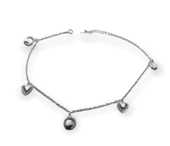 4.7 gr Tobillera Corazones (26 cm largo) Plata Italiana en internet