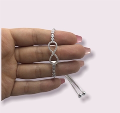 7.2 gr Pulsera Premium Infinito Grande con Cubics - Regulable Plata Italiana