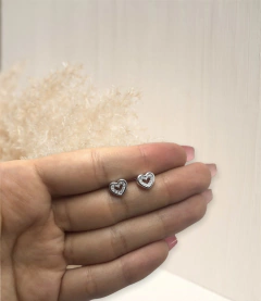 2.4 gr Aros Pasantes Corazon con Cubic (9 mm) Plata Italiana en internet