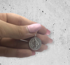3.9 gr Dije Religioso San Benito Doble Cara Plata Italiana en internet