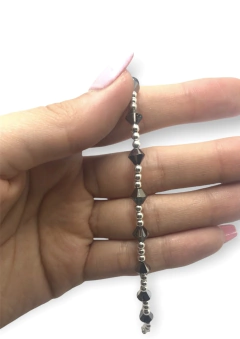5.4 gr Pulsera Piedritas Grises Plata Italiana en internet