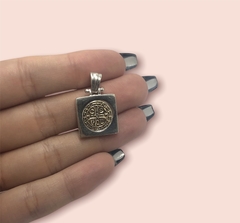 AG77SB Dije San Benito reversible Plata y Oro