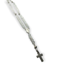 ROPI 2 BL Rosario Piedras Blancas Tornasoladas (45cm) Plata 925 en internet