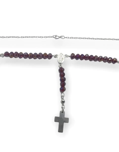 ROPI 1 UV Rosario Piedras Bordo Tornasolado (45cm) Plata 925 - comprar online