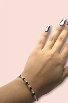 CRI 583 Pulsera Piedras Blancas y Negras (18 mm) Plata 925 - comprar online