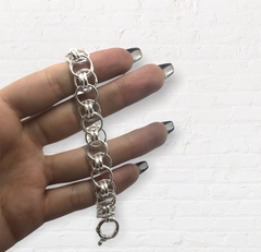 CRI 549 Pulsera Rolo Argollas Circulares Cierre Marinero (20cm) Plata 925