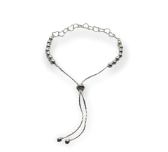CRI 499 Pulsera Corbatera Corazones y Bolitas Plata 925