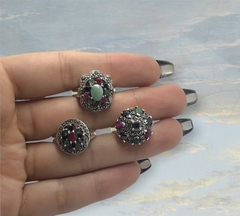 TAI 8 Anillos con Piedras / Variedad de Colores Plata 925