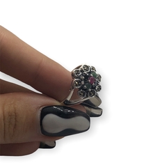 TAI 5 Anillo Flor con Piedras Plata 925 - tienda online